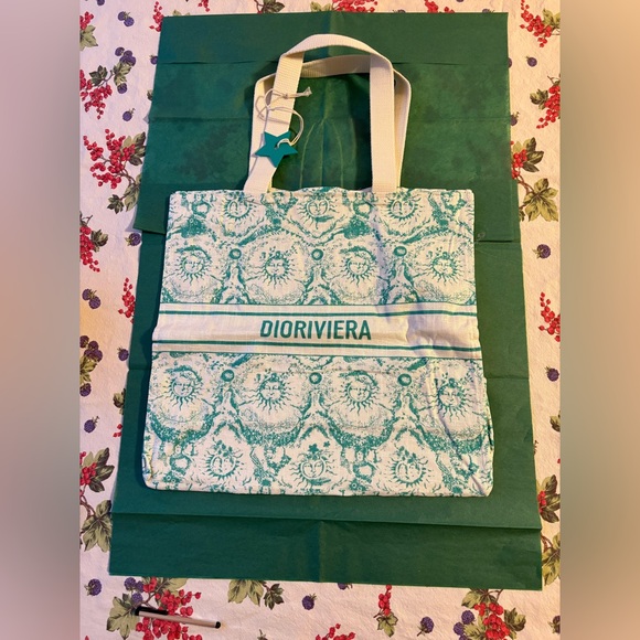 ✨ CHRISTIAN DIOR DIORIVIERA LINEN TURQUOISE TOTE ✨ NWT ✨ - Picture 8 of 16